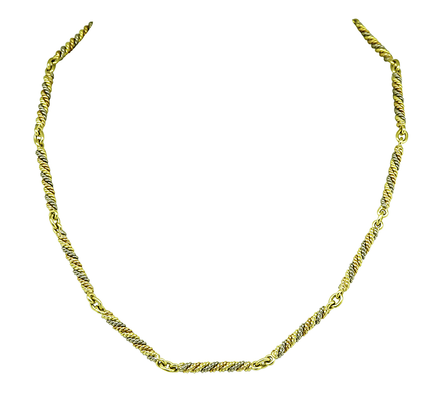 Estate G. Jensen Three Tone Gold Chain Necklace