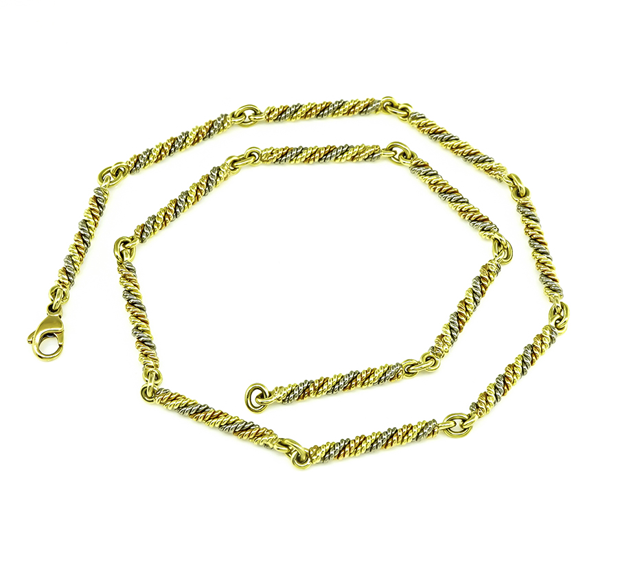 Estate G. Jensen Three Tone Gold Chain Necklace