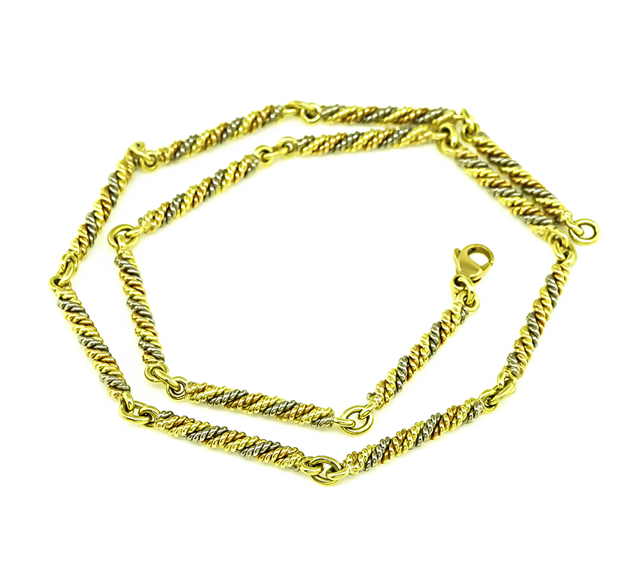 Estate G. Jensen Three Tone Gold Chain Necklace