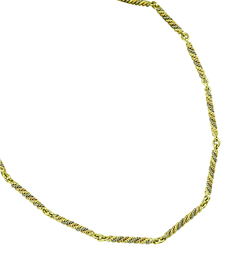 Estate G. Jensen Three Tone Gold Chain Necklace