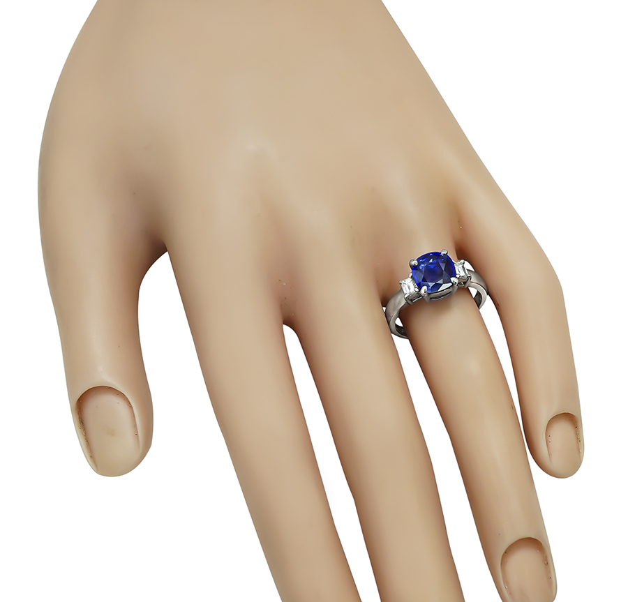 Estate AIGS Certified 2.02ct Ceylon Sapphire Diamond Engagement Ring