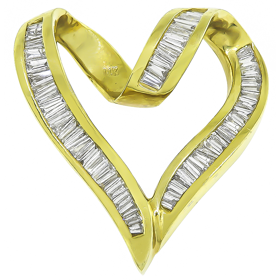 Estate 2.00ct Diamond Gold Heart Pendant