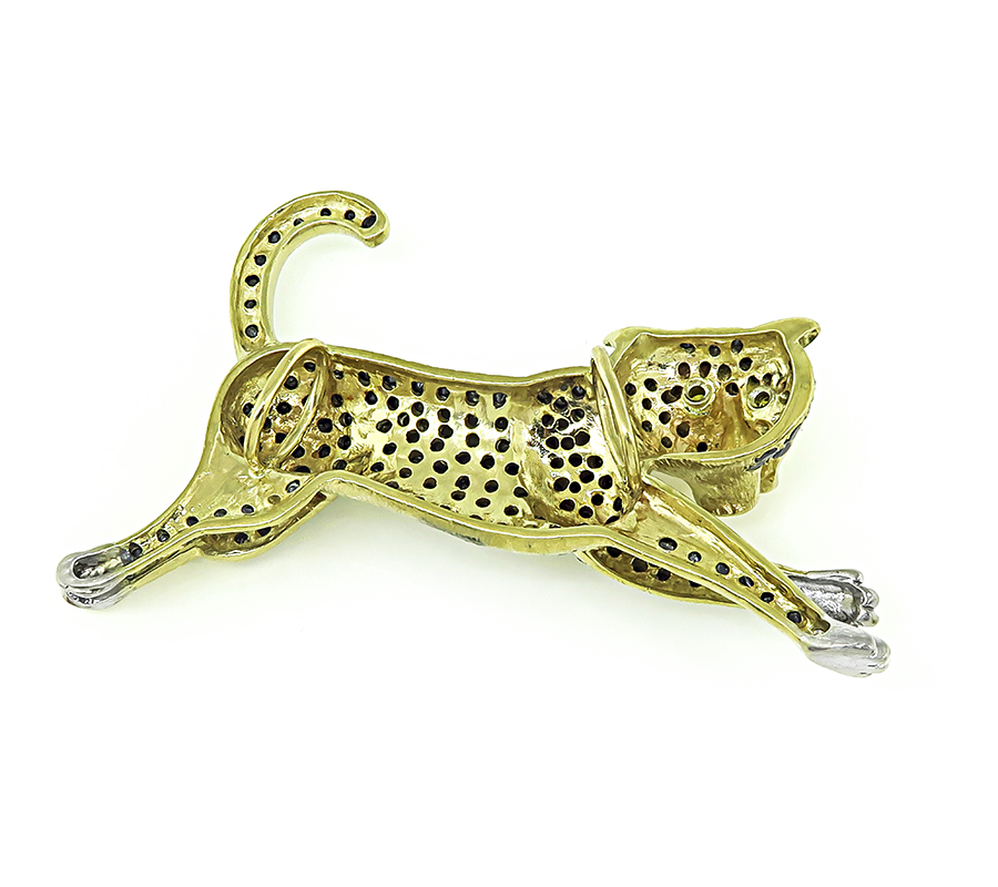 Estate 3.50ct Black Diamond Gold Cat Pendant