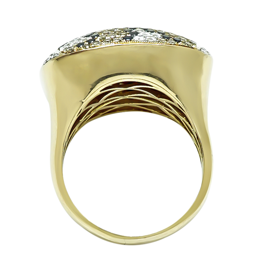 Estate 3.00ct Fancy Yellow Black and White Diamond Ring