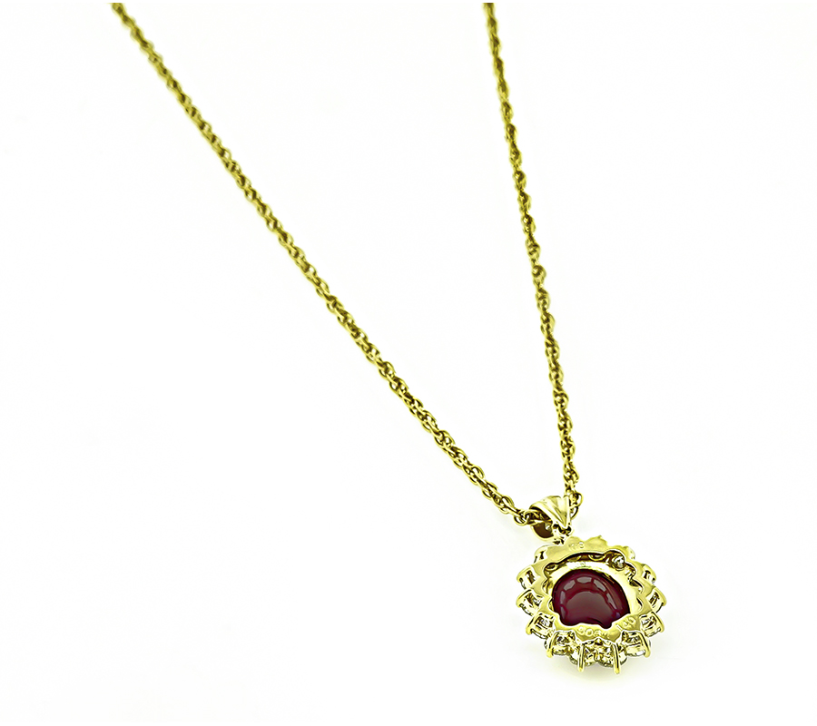 Estate 5.06ct Burma Ruby 1.40ct Diamond Gold Pendant Necklace