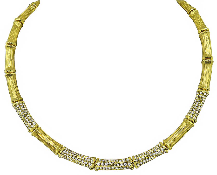 Estate Cartier 5.00ct Diamond Bamboo Necklace