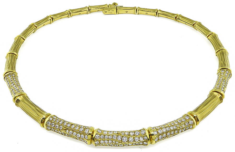 Estate Cartier 5.00ct Diamond Bamboo Necklace