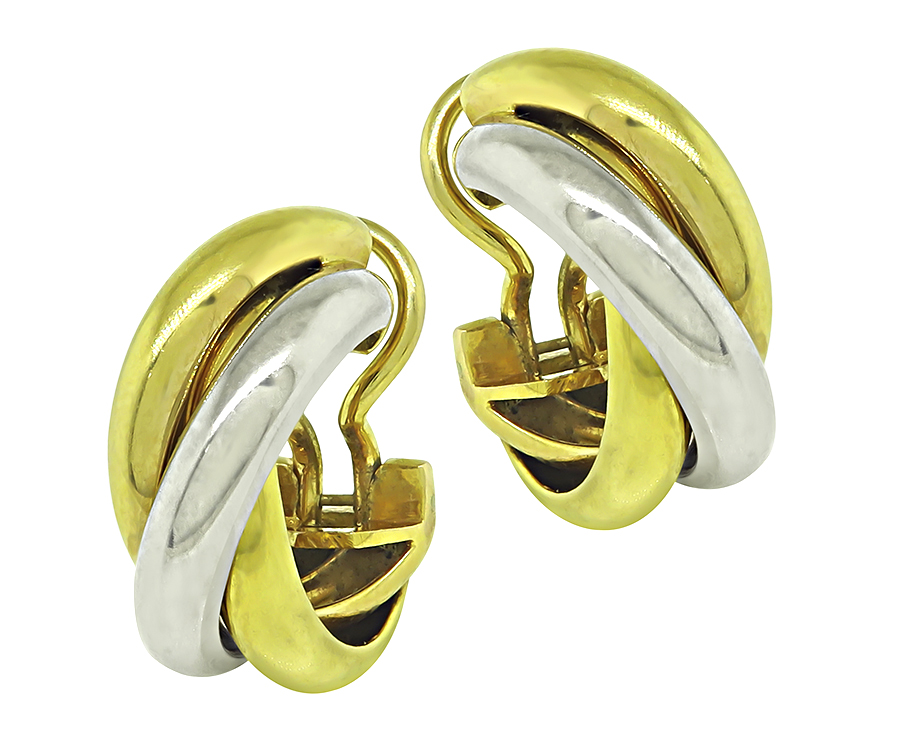 Estate Cartier Two Tone Gold Earrings