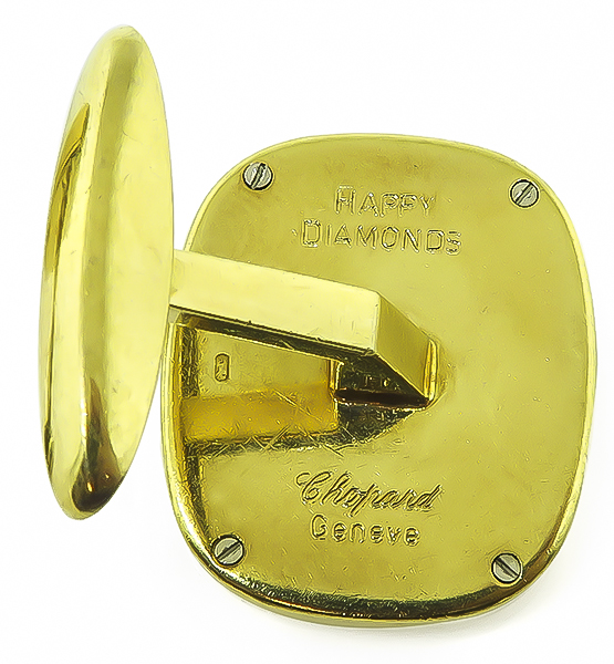 Estate Chopard 1.00ct Diamond Gold Happy Diamonds Cufflinks