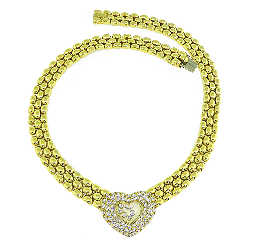 Estate 2.40ct Diamond Happy Heart Link Choker Necklace