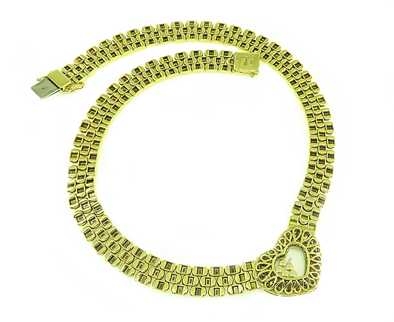 18k Yellow Gold Diamond Heart Chopard Necklace