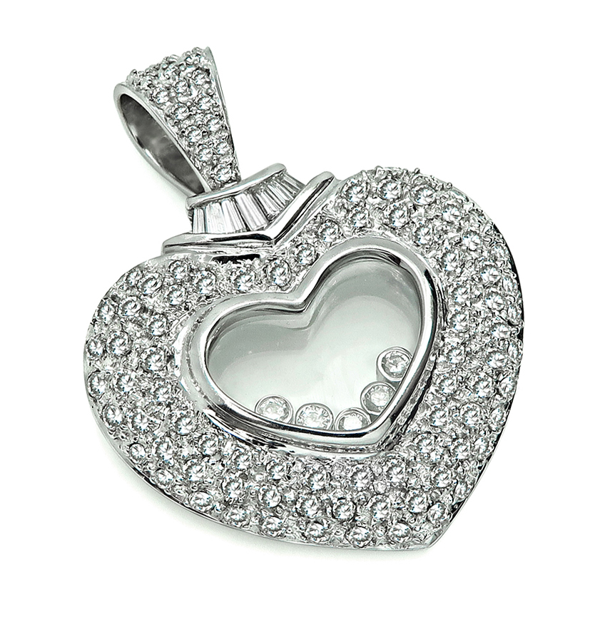 Estate 2.70ct Diamond Heart Pendant