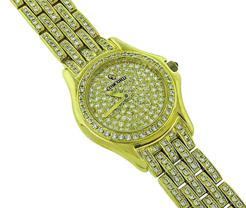 Estate Concord 4.75ct Diamond Yellow Gold Watch