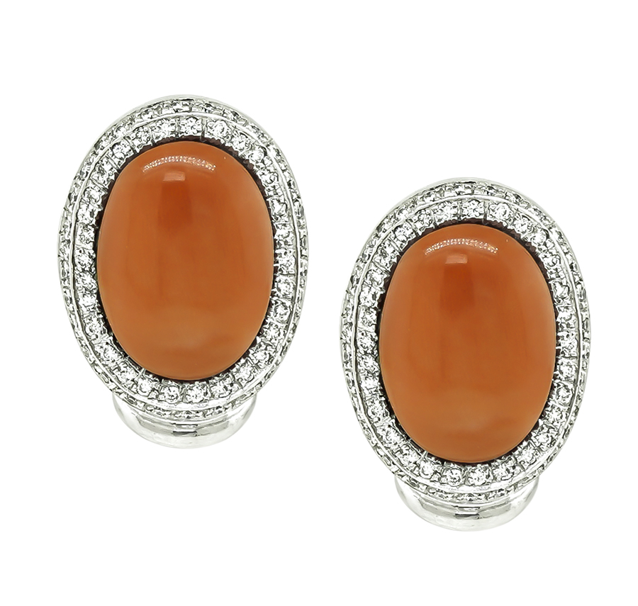 Estate Coral 1.20ct Diamond Earrings