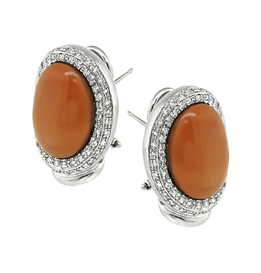 Estate Coral 1.20ct Diamond Earrings