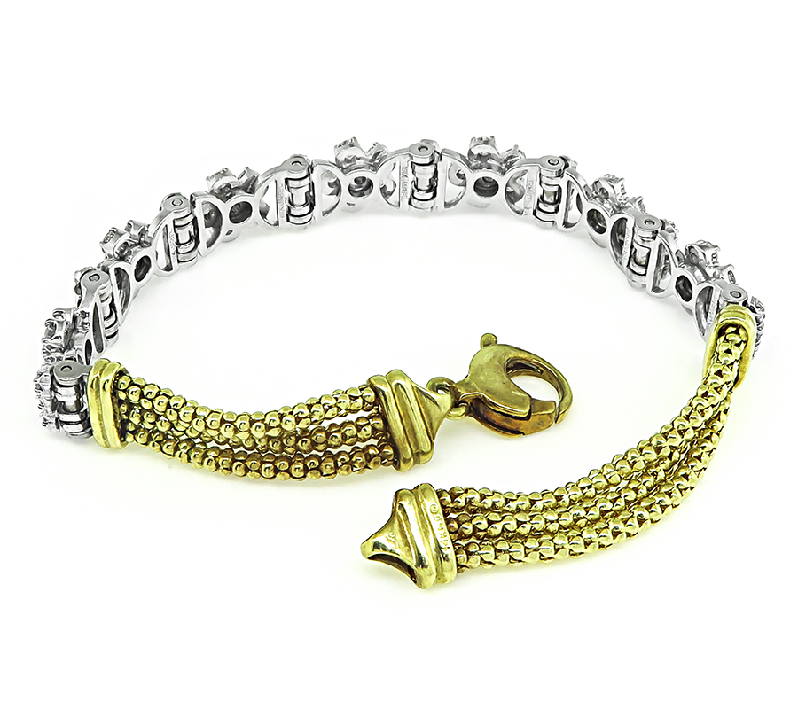 Estate Jabel 2.50ct Diamond Yellow and White Gold Bracelet