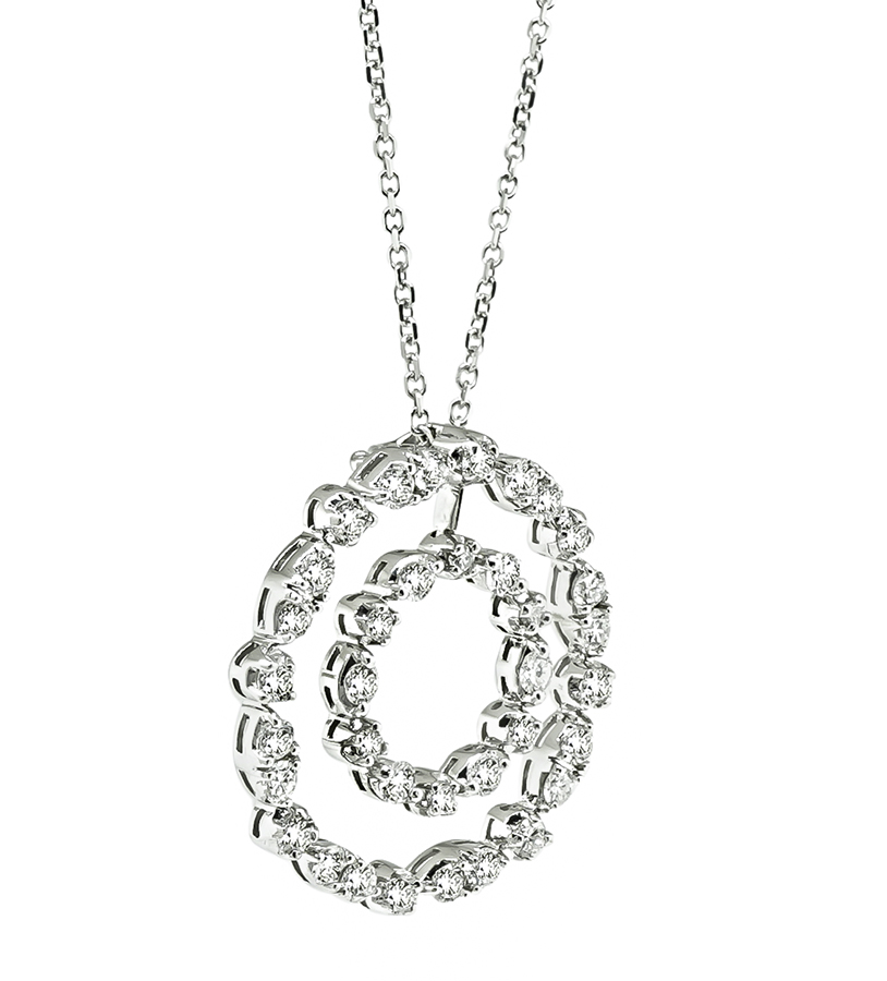 Estate 3.00ct Diamond Round Pendant Necklace