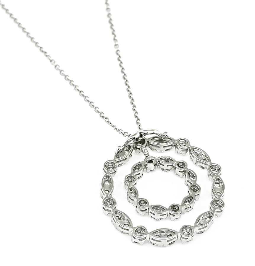 Estate 3.00ct Diamond Round Pendant Necklace