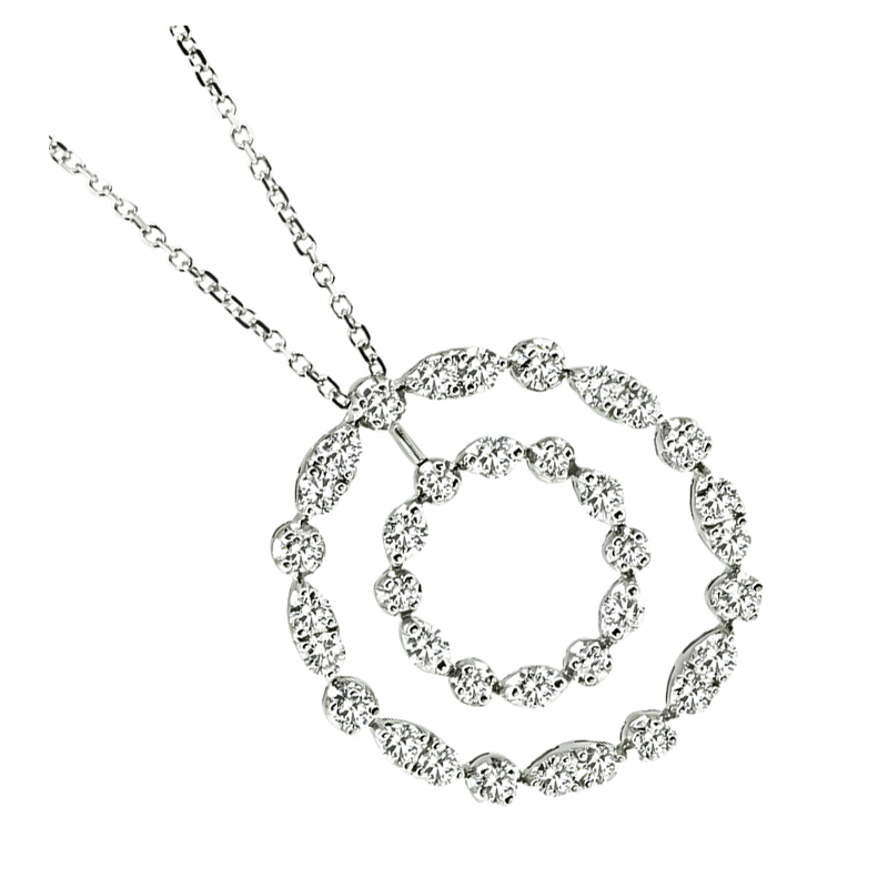 Estate 3.00ct Diamond Round Pendant Necklace