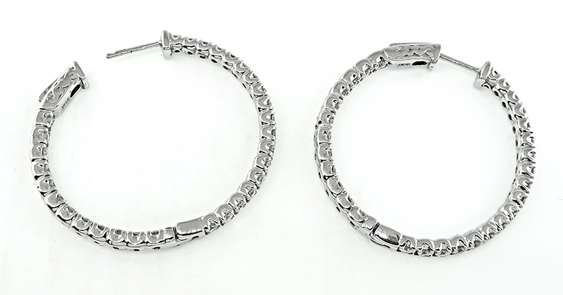 Estate 2.40ct Diamond Hoops Earrings