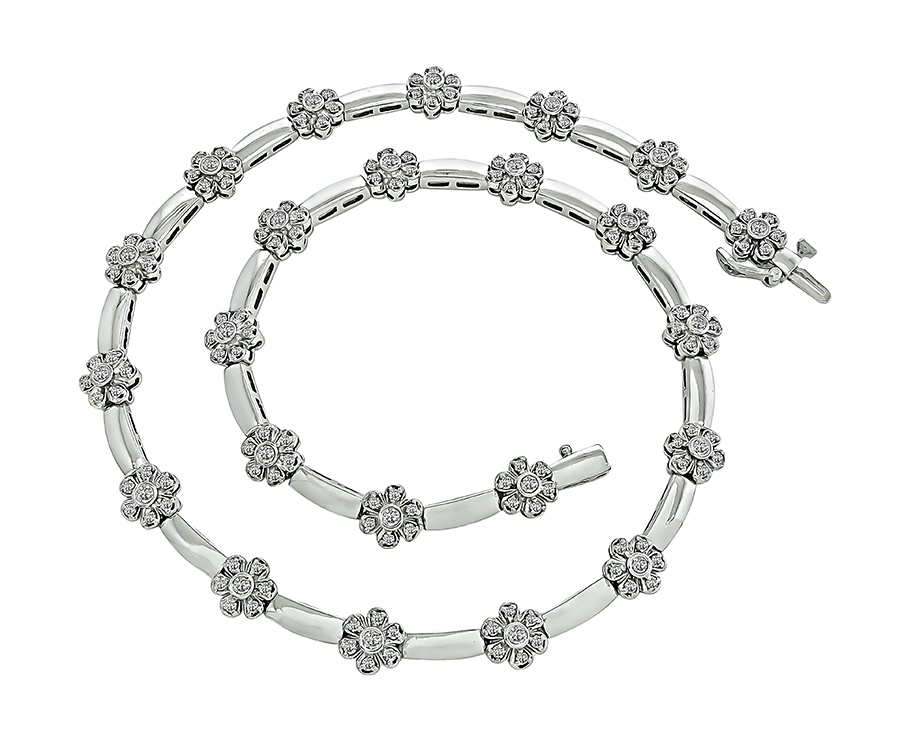 Estate 3.00ct Diamond White Gold Necklace