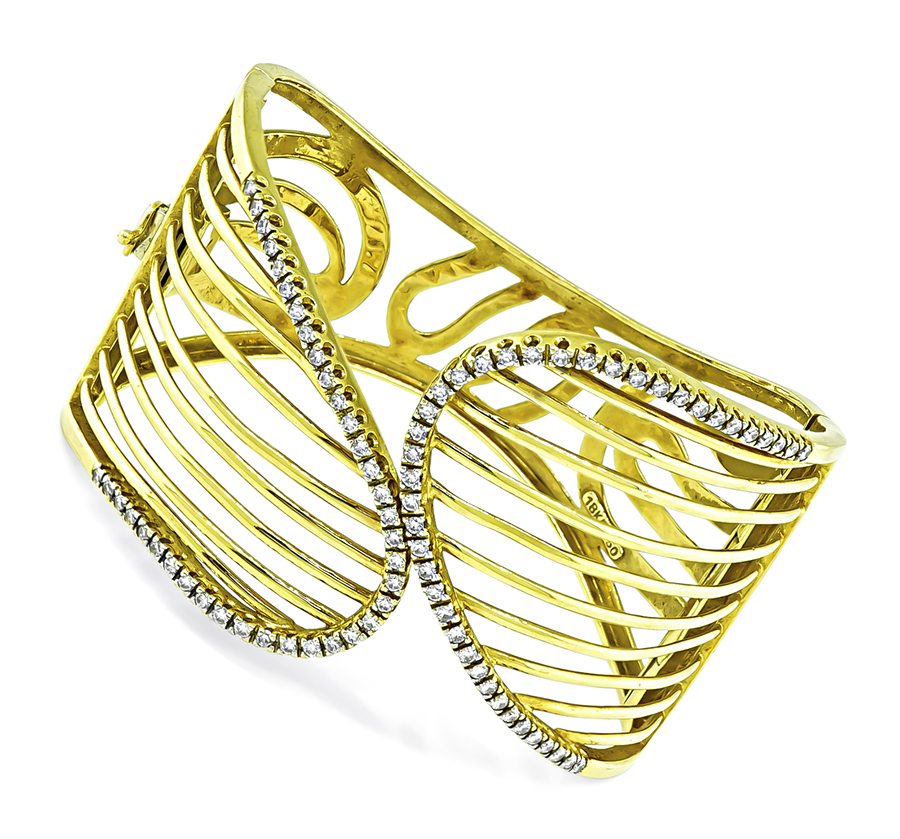 Estate 1.50ct Diamond Gold Bangle