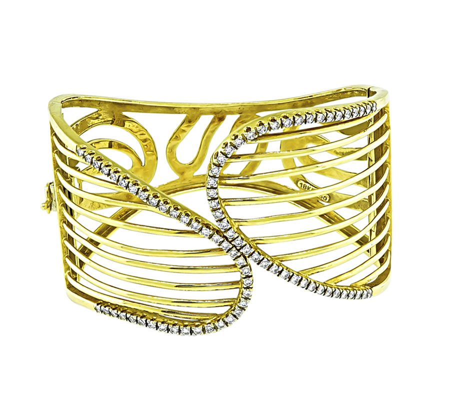 Estate 1.50ct Diamond Gold Bangle