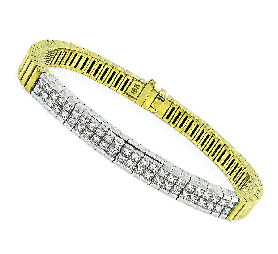 Estate 2.00ct Diamond Two Tone Gold Bracelet