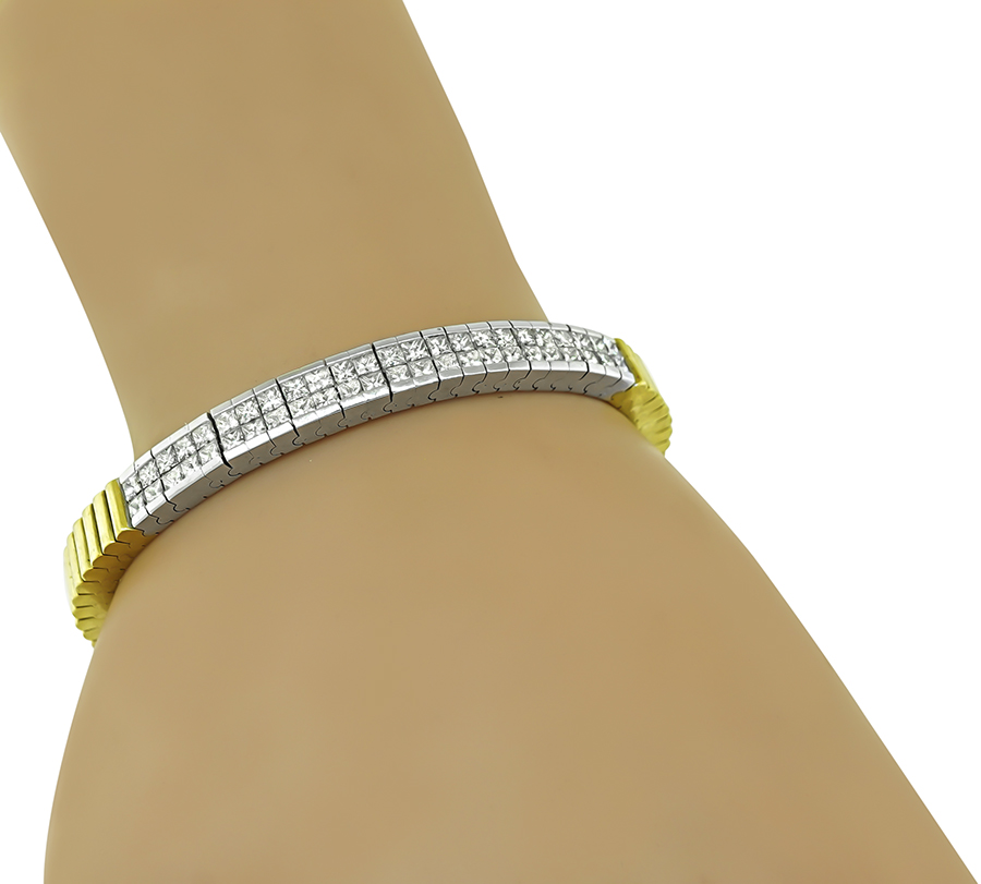 Estate 2.00ct Diamond Two Tone Gold Bracelet