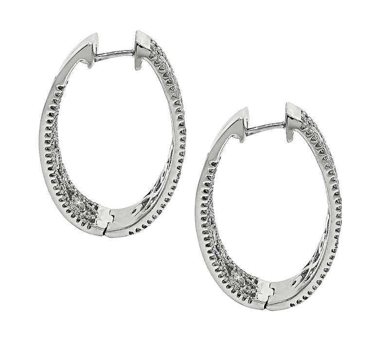 Estate 3.25ct Diamond Hoops Earrings