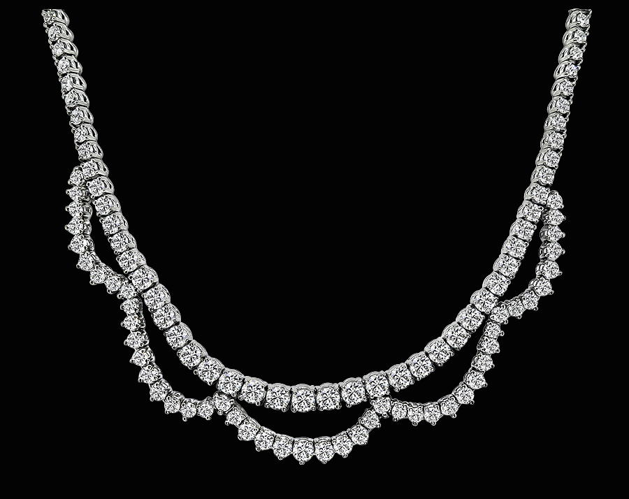 Estate 15.00ct Diamond White Gold Necklace