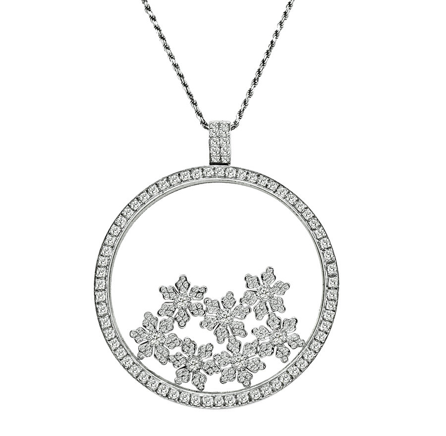 Estate 3.50ct Diamond Gold Pendant Necklace