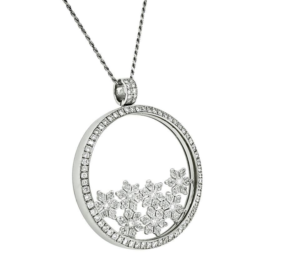 Estate 3.50ct Diamond Gold Pendant Necklace