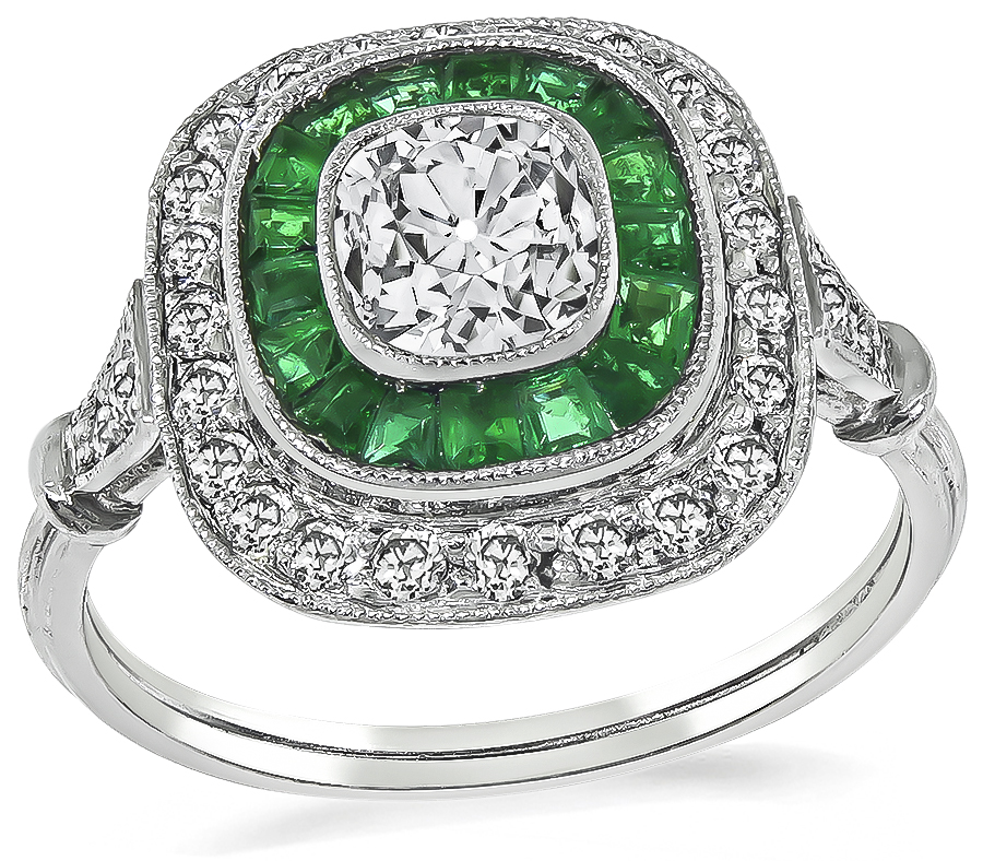 Estate 0.00ct Diamond Emerald Engagement Ring