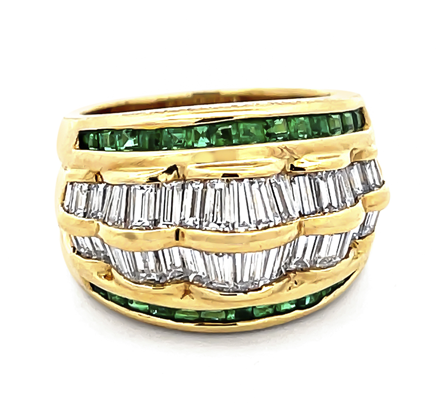 Estate 2.02ct Diamond 0.77ct Emerald Gold Ring