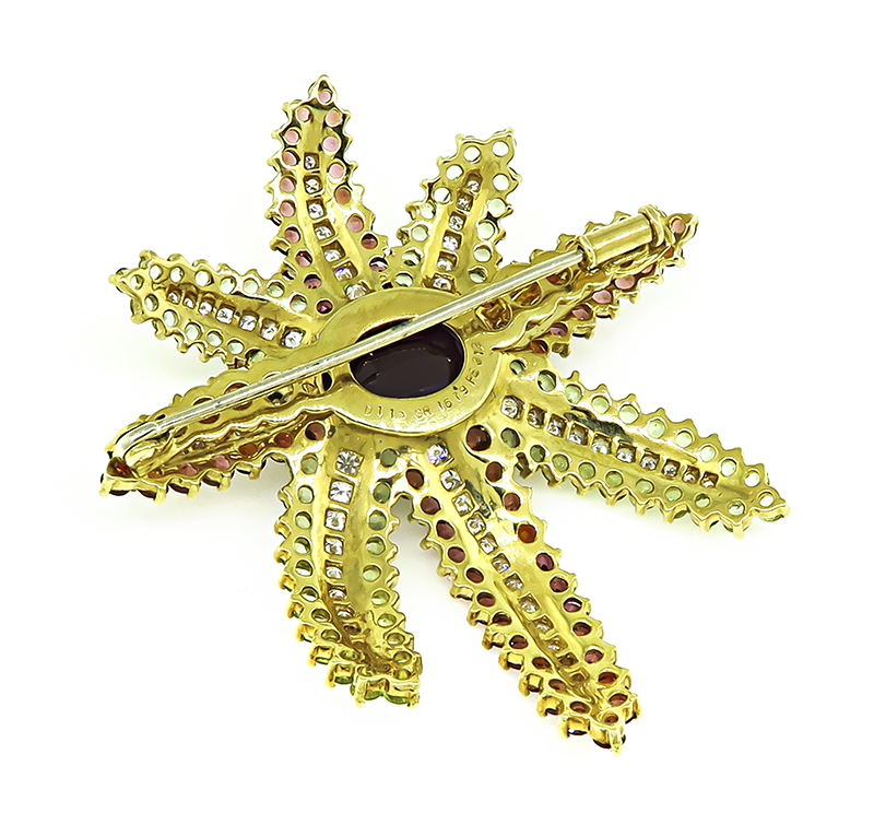 Estate 1.15ct Diamond 16.79ct Garnet 3.12ct Peridot Firework Pin