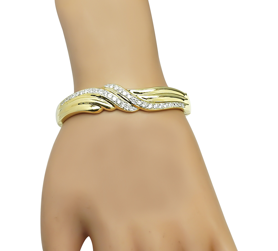 Estate 1.50ct Diamond Gold Bangle