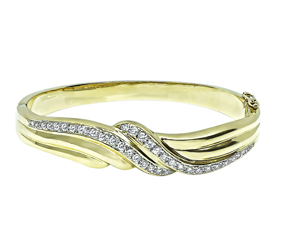 Estate 1.50ct Diamond Gold Bangle