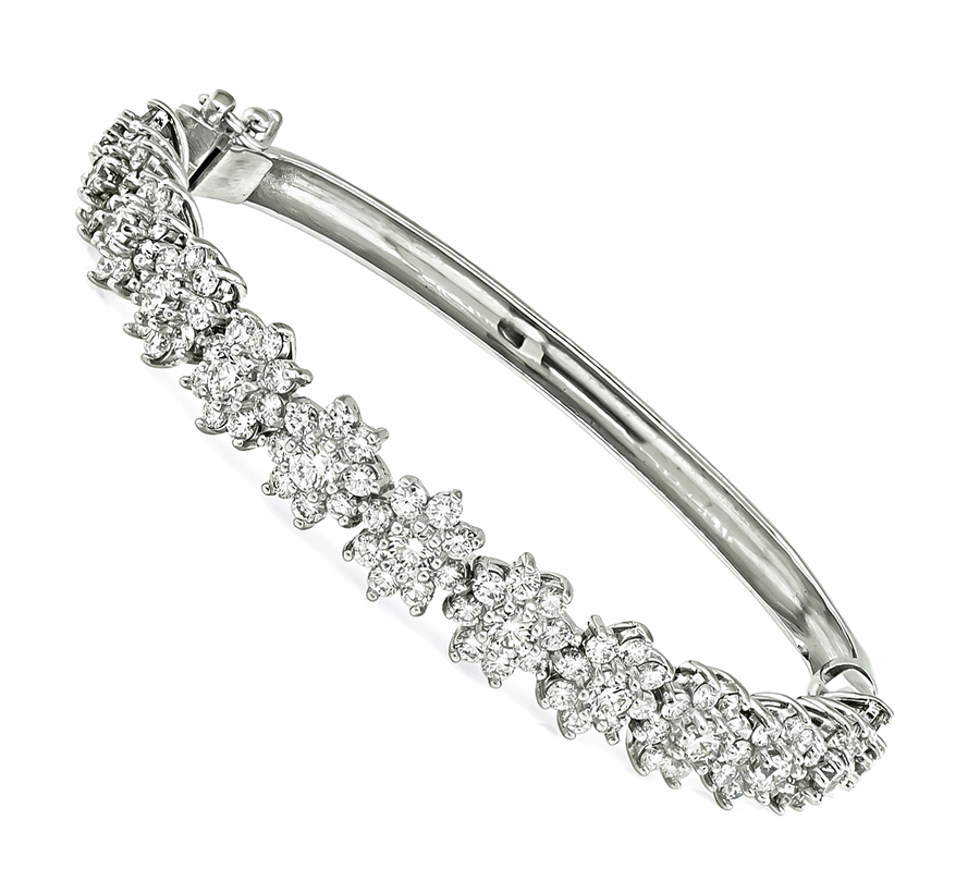 Estate 5.00ct Diamond Platinum Bangle