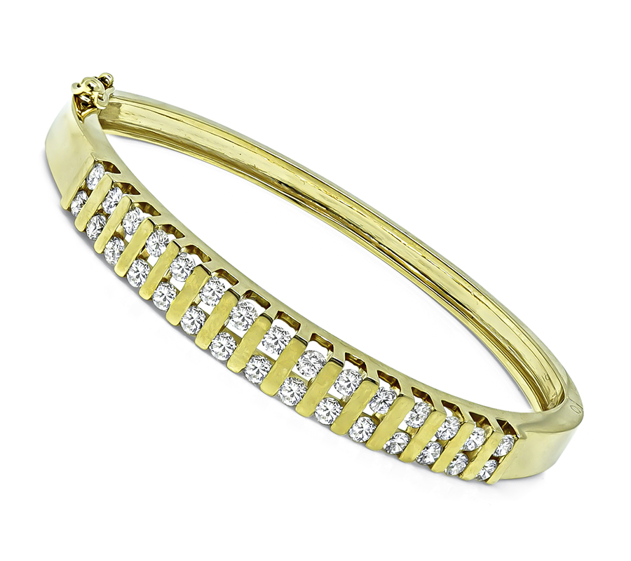 Estate 3.00ct Diamond Gold Bangle