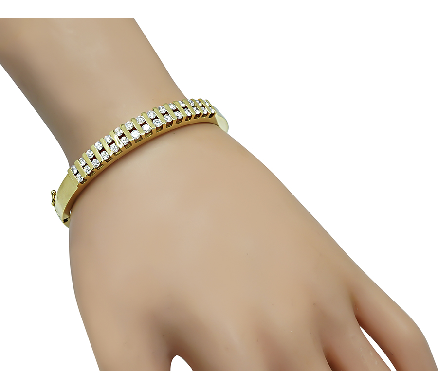 Estate 3.00ct Diamond Gold Bangle