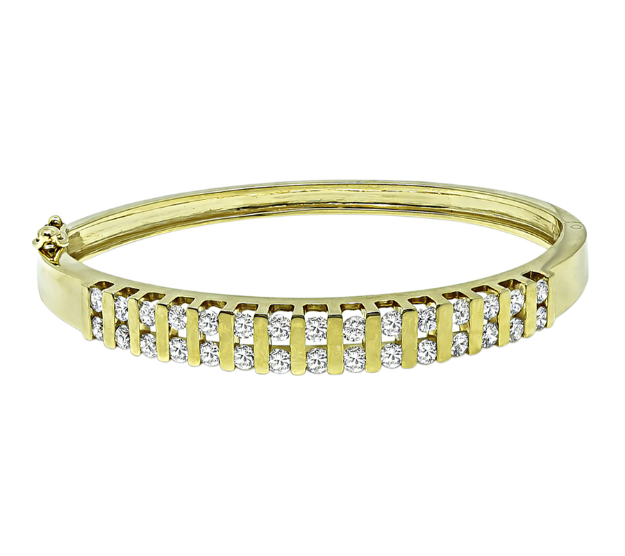 Estate 3.00ct Diamond Gold Bangle