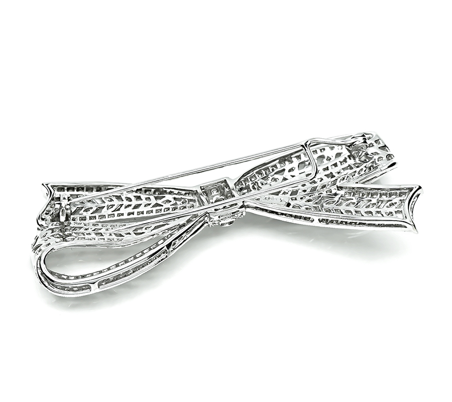 Estate 2.00ct Diamond Gold Bow Pin