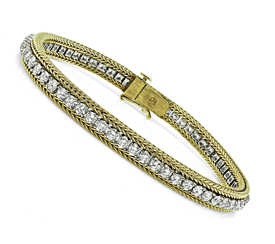 Estate 4.25ct Diamond Gold Bracelet