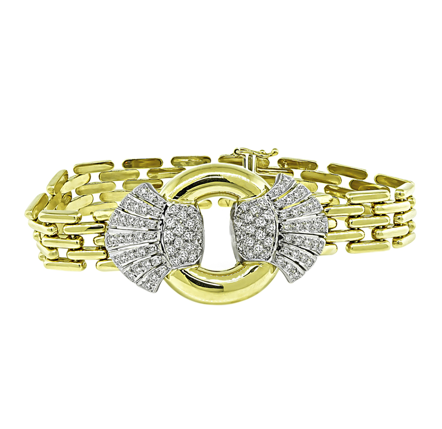 Estate 1.80ct Diamond Two Tone Gold Bracelet