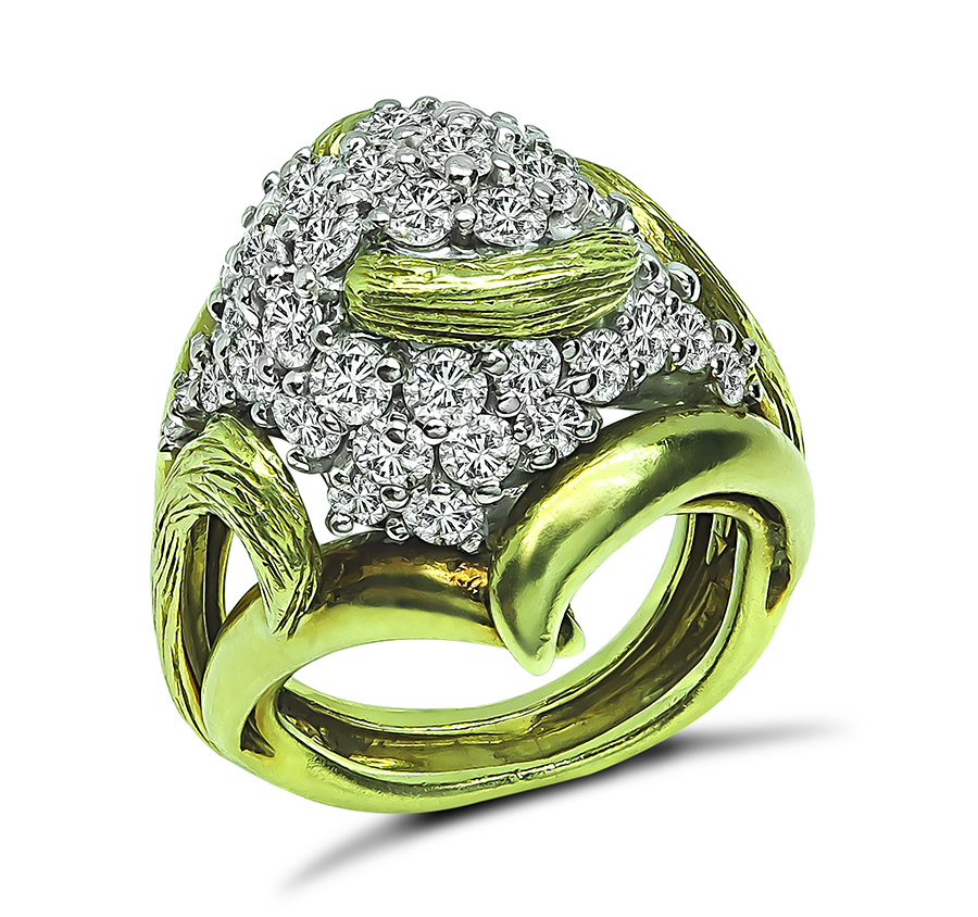 Estate 1.90ct Diamond Gold Cocktail Ring