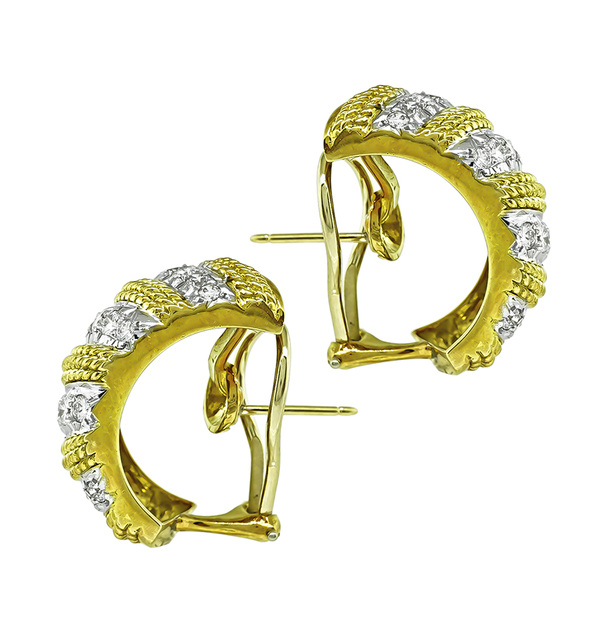 Estate 2.00ct Diamond Gold Earrings