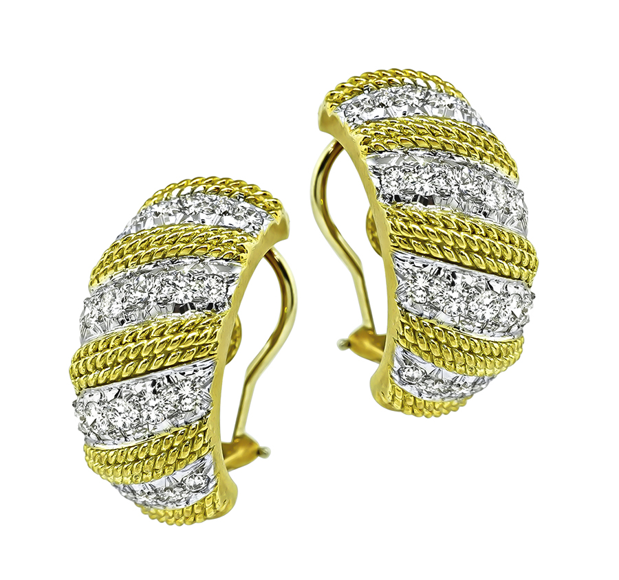 Estate 2.00ct Diamond Gold Earrings