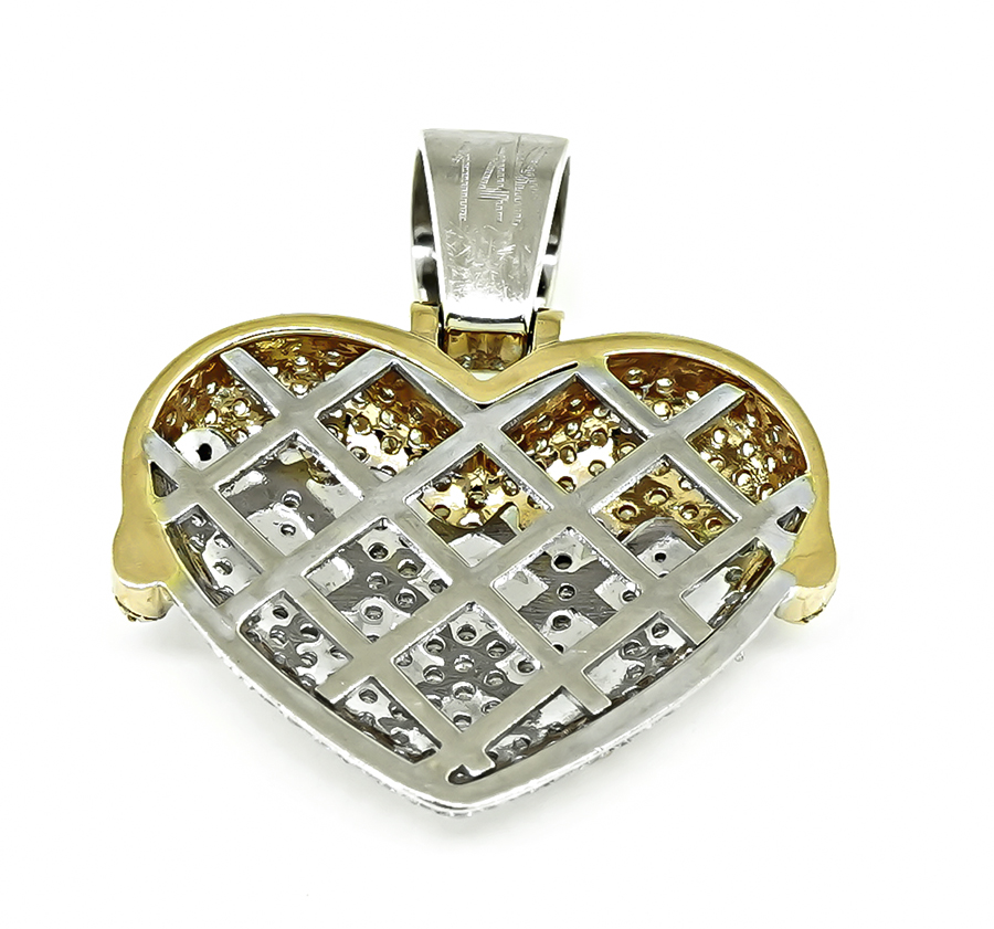 Estate 5.00ct Diamond Two Tone Gold Heart Pendant