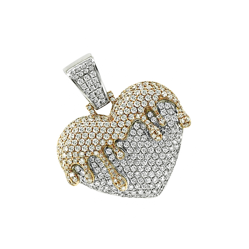 Estate 5.00ct Diamond Two Tone Gold Heart Pendant